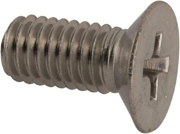 Made in USA - #10-32 UNF, 7/16" OAL Phillips Drive Machine Screw - Flat Head, Grade 18-8 Stainless Steel, Without Washer - Industrial Tool & Supply