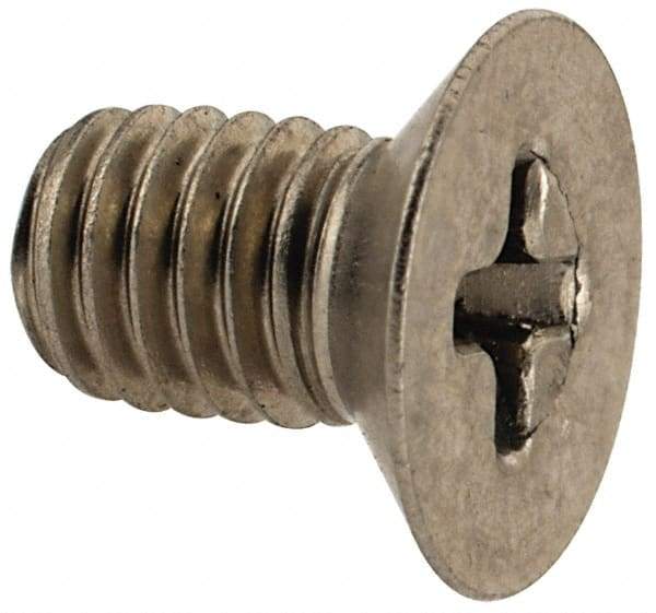 Made in USA - #10-32 UNF, 5/16" OAL Phillips Drive Machine Screw - Flat Head, Grade 18-8 Stainless Steel, Without Washer - Industrial Tool & Supply