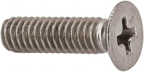 Made in USA - #8-32 UNC, 5/8" OAL Phillips Drive Machine Screw - Flat Head, Grade 18-8 Stainless Steel, Passivated Finish, Without Washer - Industrial Tool & Supply