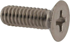 Made in USA - #8-32 UNC, 1/2" OAL Phillips Drive Machine Screw - Flat Head, Grade 18-8 Stainless Steel, Passivated Finish, Without Washer - Industrial Tool & Supply
