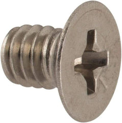 Made in USA - #8-32 UNC, 1/4" OAL Phillips Drive Machine Screw - Flat Head, Grade 18-8 Stainless Steel, Passivated Finish, Without Washer - Industrial Tool & Supply