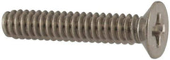 Made in USA - #6-32 UNC, 3/4" OAL Phillips Drive Machine Screw - Flat Head, Grade 18-8 Stainless Steel, Passivated Finish, Without Washer - Industrial Tool & Supply