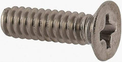Made in USA - #6-32 UNC, 1/2" OAL Phillips Drive Machine Screw - Flat Head, Grade 18-8 Stainless Steel, Passivated Finish, Without Washer - Industrial Tool & Supply