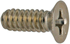 Made in USA - #6-32 UNC, 3/8" OAL Phillips Drive Machine Screw - Flat Head, Grade 18-8 Stainless Steel, Passivated Finish, Without Washer - Industrial Tool & Supply