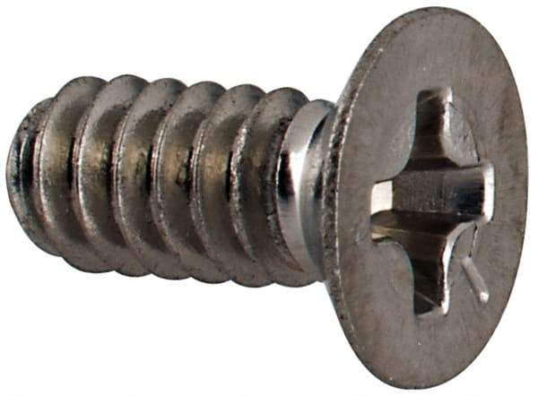 Made in USA - #6-32 UNC, 5/16" OAL Phillips Drive Machine Screw - Flat Head, Grade 18-8 Stainless Steel, Passivated Finish, Without Washer - Industrial Tool & Supply