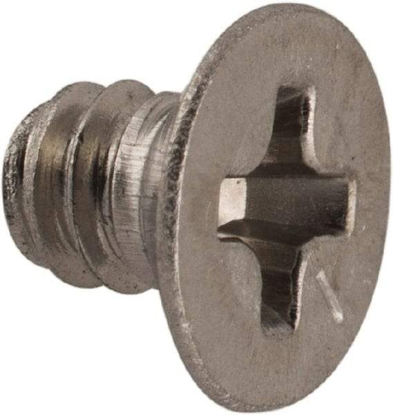 Made in USA - #6-32 UNC, 3/16" OAL Phillips Drive Machine Screw - Flat Head, Grade 18-8 Stainless Steel, Passivated Finish, Without Washer - Industrial Tool & Supply