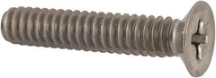 Made in USA - #10-24 UNC, 1" OAL Phillips Drive Machine Screw - Flat Head, Grade 18-8 Stainless Steel, Without Washer - Industrial Tool & Supply
