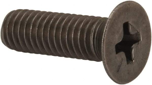 Made in USA - #10-32 UNF, 5/8" OAL Phillips Drive Machine Screw - Flat Head, Grade 18-8 Stainless Steel, Passivated Finish, Without Washer - Industrial Tool & Supply