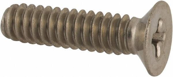 Made in USA - #10-24 UNC, 3/4" OAL Phillips Drive Machine Screw - Flat Head, Grade 18-8 Stainless Steel, Without Washer - Industrial Tool & Supply
