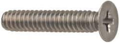Made in USA - 1/4-28 UNF, 1-1/8" OAL Phillips Drive Machine Screw - Flat Head, Grade 18-8 Stainless Steel, Passivated Finish, Without Washer - Industrial Tool & Supply