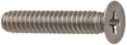 Made in USA - #4-40 UNC, 3/8" OAL Phillips Drive Machine Screw - Flat Head, Grade 18-8 Stainless Steel, Passivated Finish, Without Washer - Industrial Tool & Supply