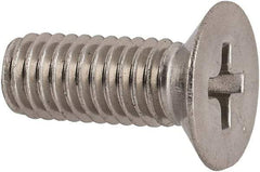 Made in USA - #10-32 UNF, 1/2" OAL Phillips Drive Machine Screw - Flat Head, Grade 18-8 Stainless Steel, Passivated Finish, Without Washer - Industrial Tool & Supply