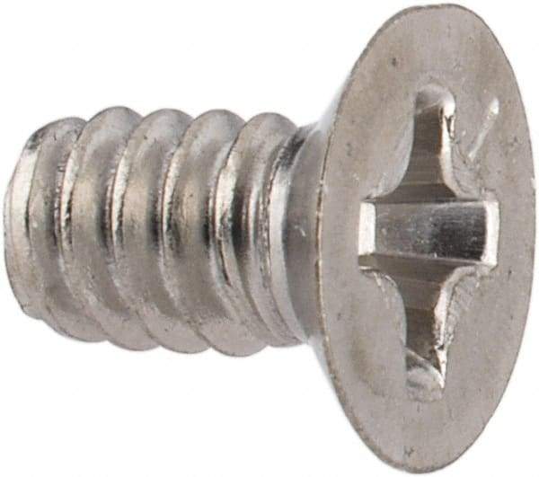 Made in USA - #6-32 UNC, 1/4" OAL Phillips Drive Machine Screw - Flat Head, Grade 18-8 Stainless Steel, Passivated Finish, Without Washer - Industrial Tool & Supply