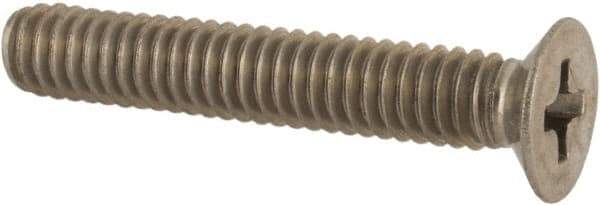 Made in USA - #8-32 UNC, 1" OAL Phillips Drive Machine Screw - Flat Head, Grade 18-8 Stainless Steel, Passivated Finish, Without Washer - Industrial Tool & Supply