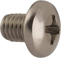 Made in USA - #10-32 UNF, 1/4" Length Under Head Phillips Drive Machine Screw - Pan Head, Grade 18-8 Stainless Steel, Black Oxide Finish, Without Washer - Industrial Tool & Supply