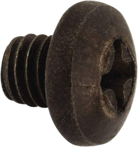 Made in USA - #10-32 UNF, 3/16" Length Under Head Phillips Drive Machine Screw - Pan Head, Grade 18-8 Stainless Steel, Black Oxide Finish, Without Washer - Industrial Tool & Supply