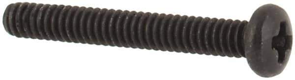Made in USA - #0-80 UNF, 7/16" Length Under Head Phillips Drive Machine Screw - Pan Head, Grade 18-8 Stainless Steel, Black Oxide Finish, Without Washer - Industrial Tool & Supply