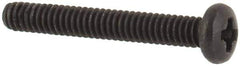 Made in USA - #0-80 UNF, 7/16" Length Under Head Phillips Drive Machine Screw - Pan Head, Grade 18-8 Stainless Steel, Black Oxide Finish, Without Washer - Industrial Tool & Supply