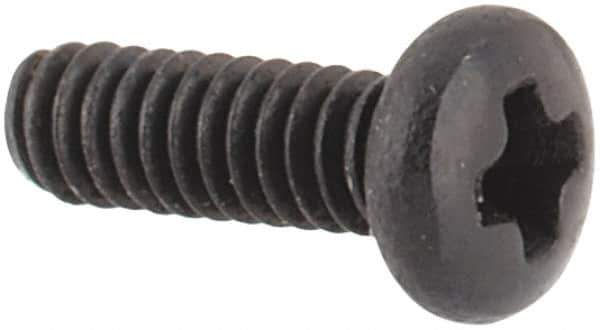 Made in USA - #0-80 UNF, 3/16" Length Under Head Phillips Drive Machine Screw - Pan Head, Grade 18-8 Stainless Steel, Black Oxide Finish, Without Washer - Industrial Tool & Supply
