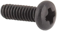 Made in USA - #0-80 UNF, 3/16" Length Under Head Phillips Drive Machine Screw - Pan Head, Grade 18-8 Stainless Steel, Black Oxide Finish, Without Washer - Industrial Tool & Supply