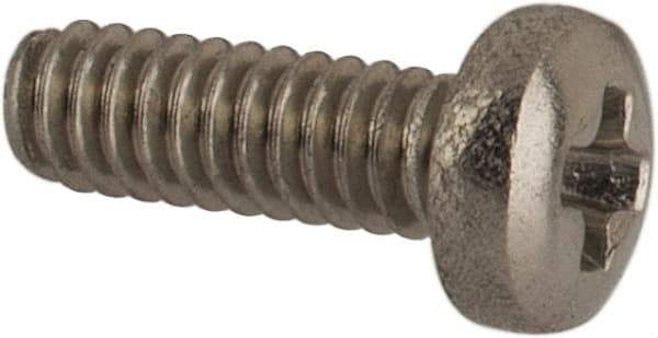 Made in USA - #0-80 UNF, 3/16" Length Under Head Phillips Drive Machine Screw - Pan Head, Grade 18-8 Stainless Steel, Black Oxide Finish, Without Washer - Industrial Tool & Supply