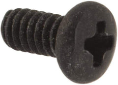 Made in USA - #0-80 UNF, 1/8" Length Under Head Phillips Drive Machine Screw - Pan Head, Grade 18-8 Stainless Steel, Black Oxide Finish, Without Washer - Industrial Tool & Supply