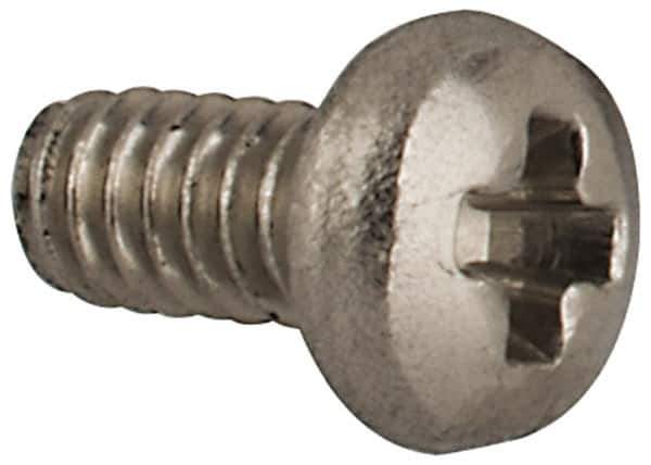 Made in USA - #0-80 UNF, 1/8" Length Under Head Phillips Drive Machine Screw - Pan Head, Grade 18-8 Stainless Steel, Without Washer - Industrial Tool & Supply