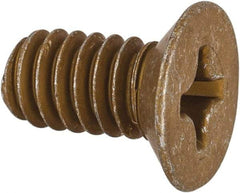 Made in USA - 1/4-20 UNC, 1/2" OAL Phillips Drive Machine Screw - Flat Head, Grade 3 Steel, Yellow Cadmium-Plated Finish, Without Washer - Industrial Tool & Supply