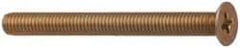 Made in USA - #10-32 UNF, 2" OAL Phillips Drive Machine Screw - Flat Head, Grade 3 Steel, Yellow Cadmium-Plated Finish, Without Washer - Industrial Tool & Supply