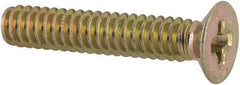 Made in USA - #4-40 UNC, 5/8" OAL Phillips Drive Machine Screw - Flat Head, Grade 3 Steel, Yellow Cadmium-Plated Finish, Without Washer - Industrial Tool & Supply