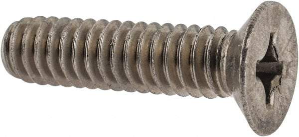 Made in USA - 1/4-20 UNC, 1" OAL Phillips Drive Machine Screw - Flat Head, Grade 18-8 Stainless Steel, Without Washer - Industrial Tool & Supply