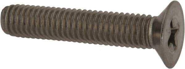 Made in USA - #10-32 UNF, 1" OAL Phillips Drive Machine Screw - Flat Head, Grade 18-8 Stainless Steel, Passivated Finish, Without Washer - Industrial Tool & Supply