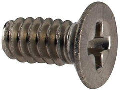 Made in USA - #4-40 UNC, 1/4" OAL Phillips Drive Machine Screw - Flat Head, Grade 18-8 Stainless Steel, Passivated Finish, Without Washer - Industrial Tool & Supply