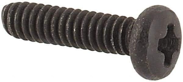 Made in USA - #0-80 UNF, 1/4" Length Under Head Phillips Drive Machine Screw - Pan Head, Grade 18-8 Stainless Steel, Black Oxide Finish, Without Washer - Industrial Tool & Supply
