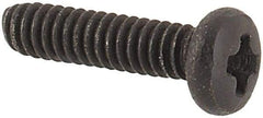 Made in USA - #0-80 UNF, 1/4" Length Under Head Phillips Drive Machine Screw - Pan Head, Grade 18-8 Stainless Steel, Black Oxide Finish, Without Washer - Industrial Tool & Supply