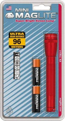 Mag-Lite - Krypton Bulb, 14 Lumens, Mini Flashlight - Red Body, 2 AA Alkaline Batteries Included - Industrial Tool & Supply