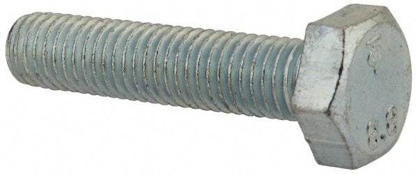 Value Collection - M10x1.50mm Metric Coarse, 45mm Length Under Head Hex Head Cap Screw - Fully Threaded, Grade 8.8 Steel, Zinc-Plated Finish, 17mm Hex - Industrial Tool & Supply