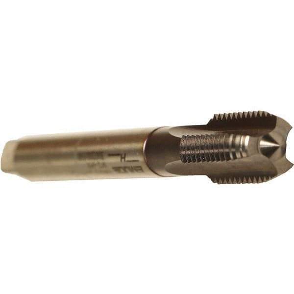 Emuge - M10x1.00 Metric Fine 6HX 4 Flute TiCN Finish Cobalt Straight Flute Machine Tap - Modified Bottoming, Right Hand Thread, 90mm OAL, 18mm Thread Length, Oversize - Exact Industrial Supply