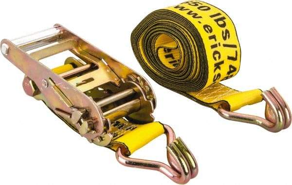 Erickson Manufacturing - 15' Long x 2" Wide, 5,000 Lb Basket Capacity, 5,000 Lb Vertical Capacity, Polyester Web Sling - Yellow - Industrial Tool & Supply
