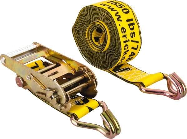 Erickson Manufacturing - 25' Long x 2" Wide, 5,000 Lb Basket Capacity, 5,000 Lb Vertical Capacity, Polyester Web Sling - Yellow - Industrial Tool & Supply