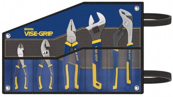 Irwin - 5 Piece Plier Set - Comes in Tool Roll - Industrial Tool & Supply