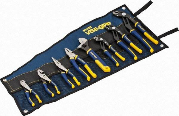 Irwin - 8 Piece Plier Set - Comes in Tool Roll - Industrial Tool & Supply