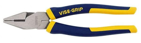 Irwin - 8" OAL, 1-15/32" Jaw Length x 1-3/16" Jaw Width, Side Cutting Linesman's Pliers - North American Jaw, Standard Head, ProTouch Handles - Industrial Tool & Supply