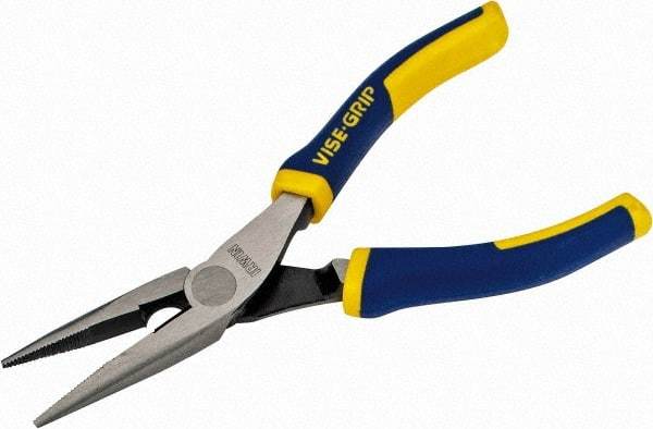 Irwin - 6" OAL, 1-25/32" Jaw Length x 23/32" Jaw Width, Long Nose Side Cutting Pliers - Serrated Jaw, Standard Head, ProTouch Handles - Industrial Tool & Supply