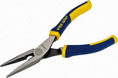 Irwin - 6" OAL, 1-25/32" Jaw Length x 23/32" Jaw Width, Long Nose Side Cutting Pliers - Serrated Jaw, Standard Head, ProTouch Handles - Industrial Tool & Supply