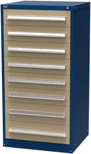 Vidmar - 8 Drawer, Modular Storage Cabinet - Steel, 30" Wide x 27-3/4" Deep x 59" High, Blue & Beige - Industrial Tool & Supply