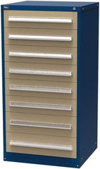 Vidmar - 8 Drawer, Modular Storage Cabinet - Steel, 30" Wide x 27-3/4" Deep x 59" High, Blue & Beige - Industrial Tool & Supply