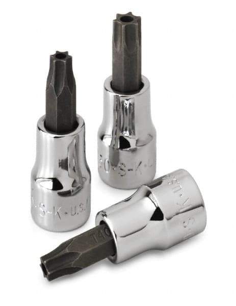 SK - 1/4" Drive, T10 Torx Bit Socket - 1-3/4" OAL, Tamper Resistant - Industrial Tool & Supply