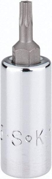 SK - 1/4" Drive, T15 Torx Bit Socket - 1-3/4" OAL, Tamper Resistant - Industrial Tool & Supply