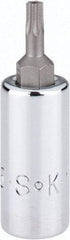 SK - 1/4" Drive, T15 Torx Bit Socket - 1-3/4" OAL, Tamper Resistant - Industrial Tool & Supply